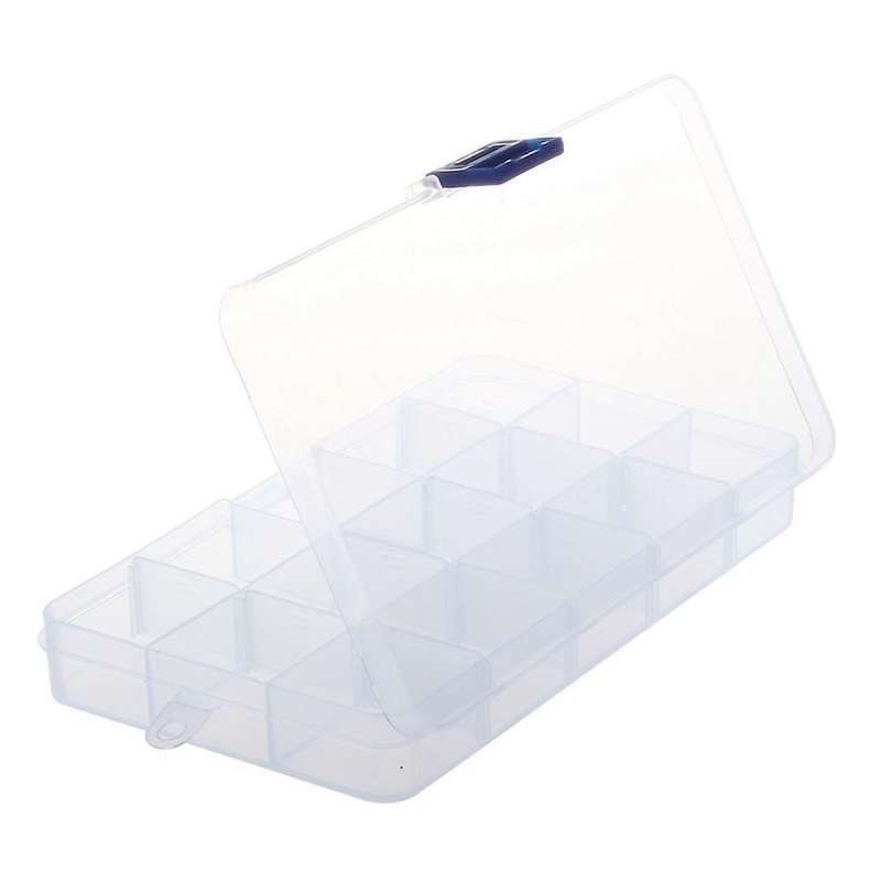 2x 15 Compartments Plastic Storage Plastic Jewelry Box