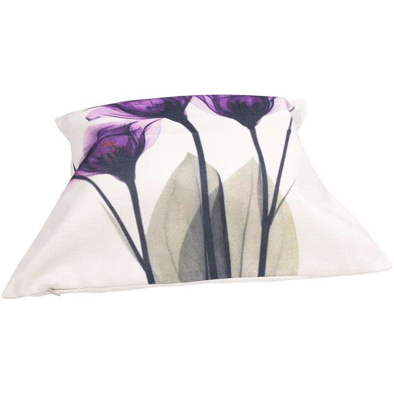 45x45cm Ink Painting Flower Flax Pillow Case Purple