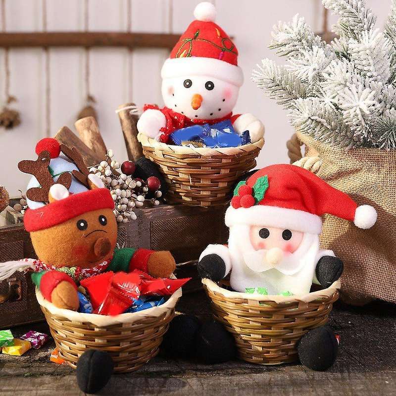 Christmas Candy Basket Storage Container Decoration Santa Claus- C