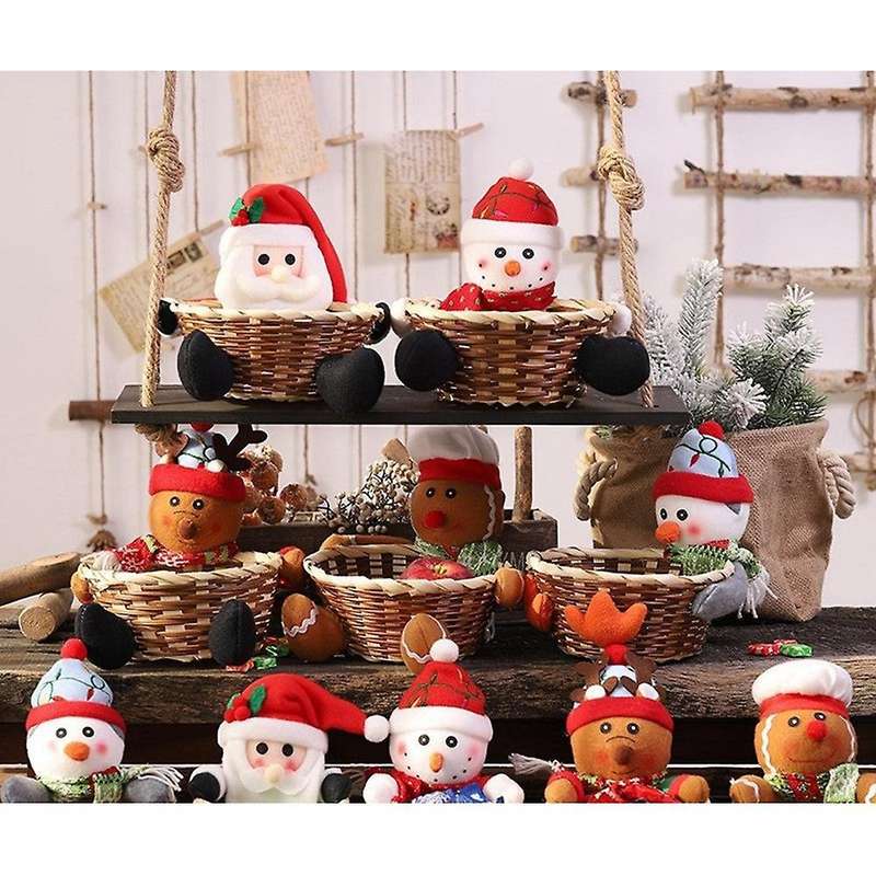 Christmas Candy Basket Storage Container Decoration Santa Claus- C