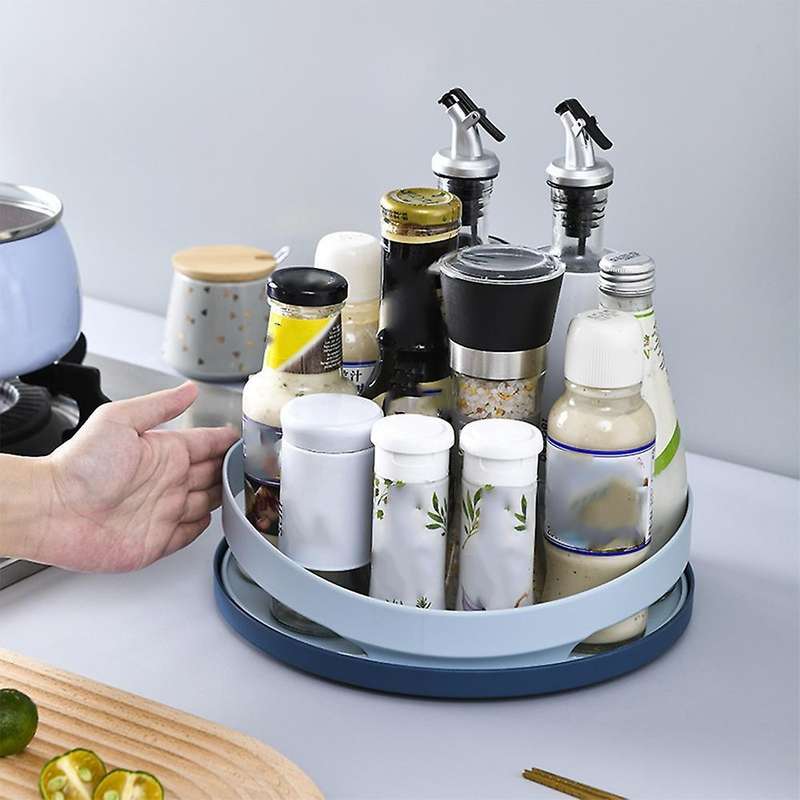 Kitchen Spice Storage Tray Rotating Cosmetic Organizer Box (green)