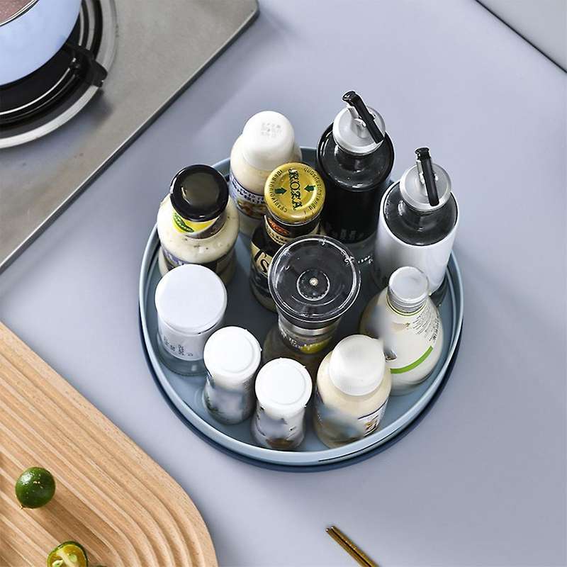 Kitchen Spice Storage Tray Rotating Cosmetic Organizer Box (green)