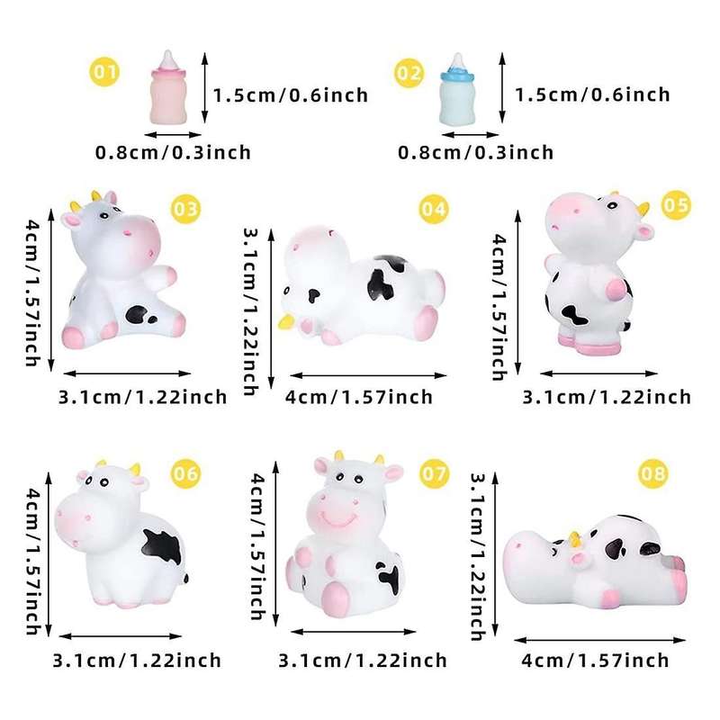 8pcs Micro-landscape Decorations Miniature Cow for Home Kitchen Cake