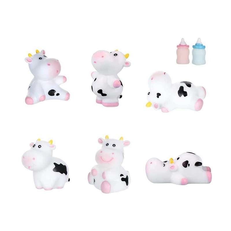 8pcs Micro-landscape Decorations Miniature Cow for Home Kitchen Cake