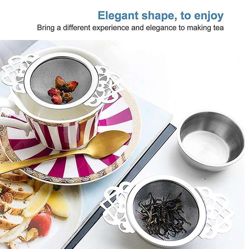 2pcs Stainless Steel Ultra Fine Mesh Tea Strainers with Handles