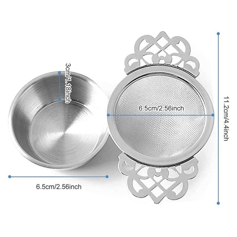 2pcs Stainless Steel Ultra Fine Mesh Tea Strainers with Handles