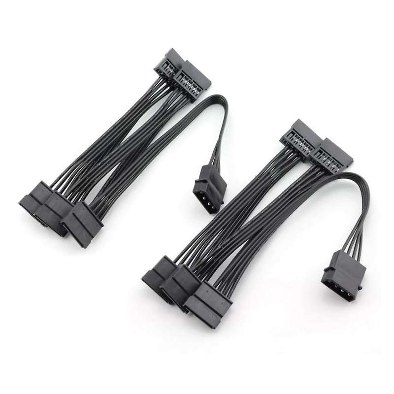 2pcs Molex 4pin Ide to 5 Sata 15pin Hard Drive Power Splitter Cable