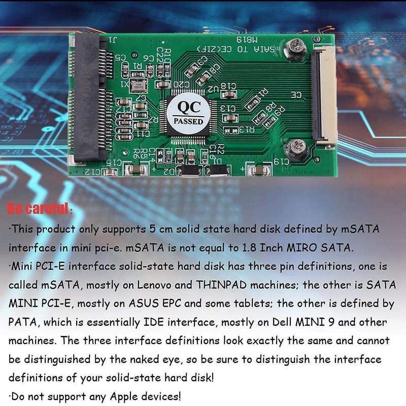 Mini Msata Pci-e 1.8 Inch Ssd to 40 Pin Zif Cable Adapter Converter