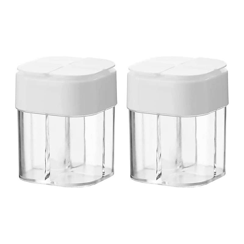 2 Pcs Spice Containers,4 Grid Seasoning Jars,kitchen Picnic