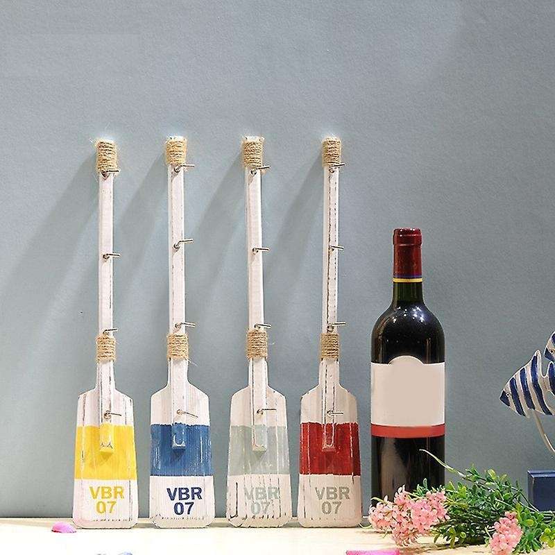 1pc 40cm Nautical Wooden Oar Wall Decor with Hooks Paddle Adornment
