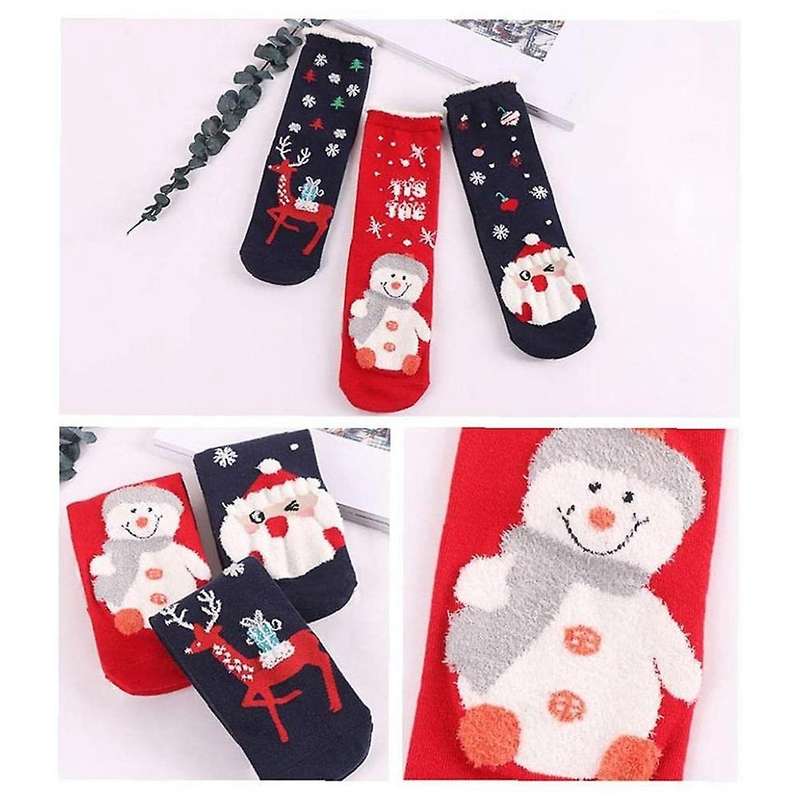 3 Pairs Floor Socks Coral Fleece Socks A
