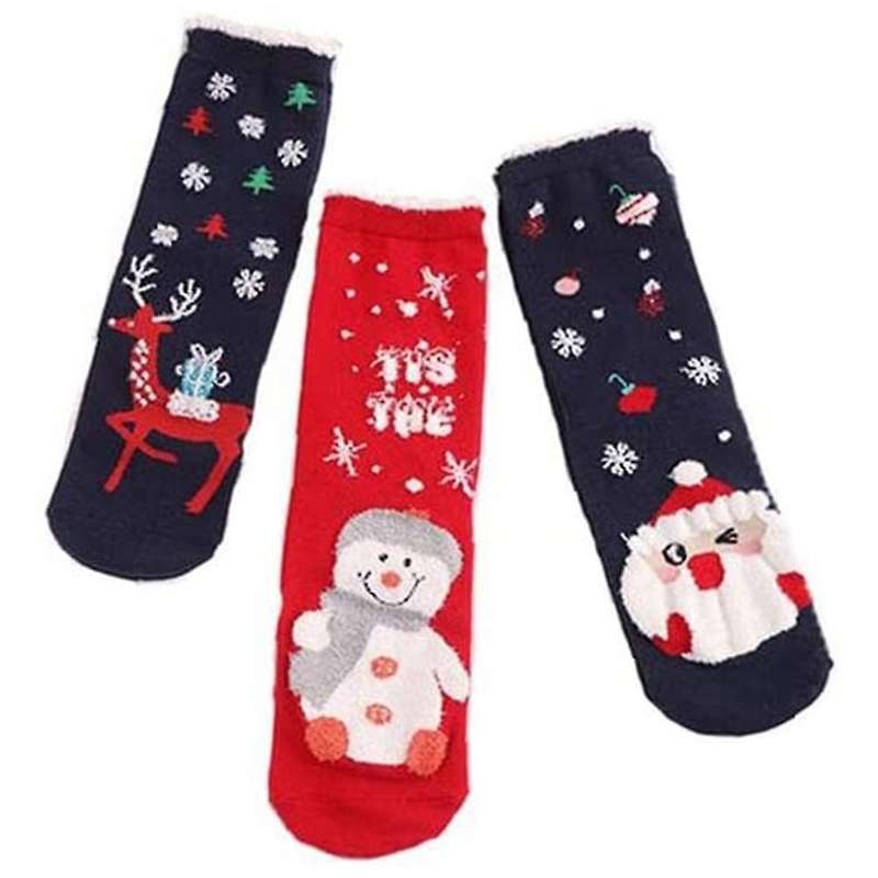 3 Pairs Floor Socks Coral Fleece Socks A