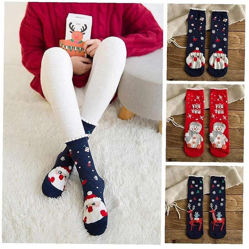 3 Pairs Floor Socks Coral Fleece Socks A