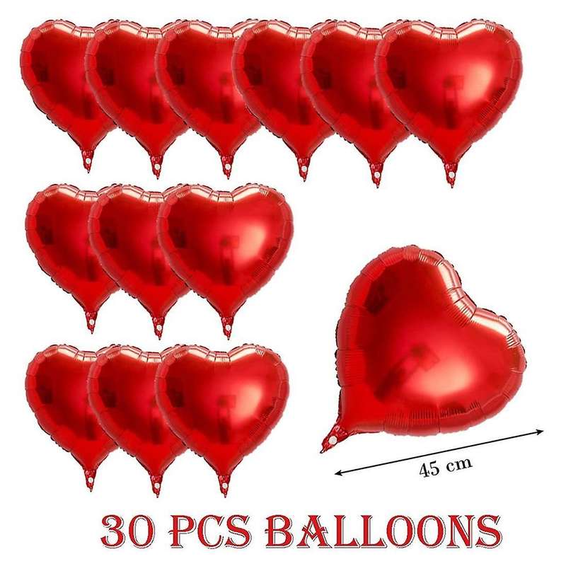 30 Heart Balloons Red Balloons 18 Inches Valentine's Day Decoration