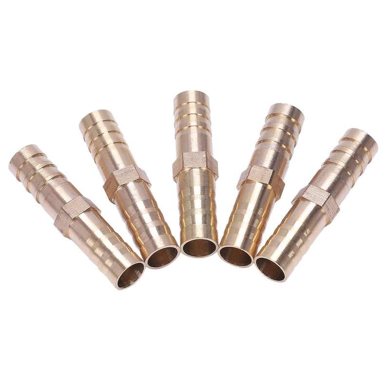 5 Pieces Air Gas 8 Mm Brass Straight Hose Connector