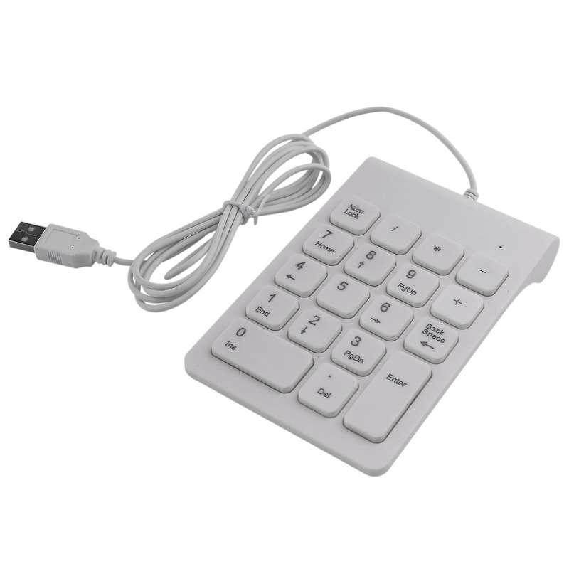 Mini Usb Wired Numeric Keypad Numpad 18 Keys Digital Keyboard (white)