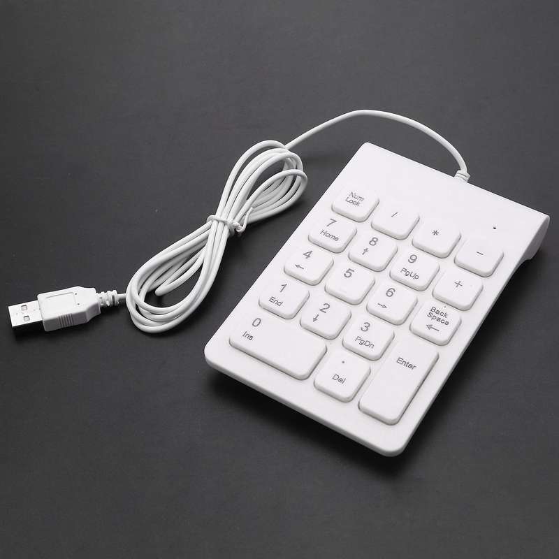 Mini Usb Wired Numeric Keypad Numpad 18 Keys Digital Keyboard (white)