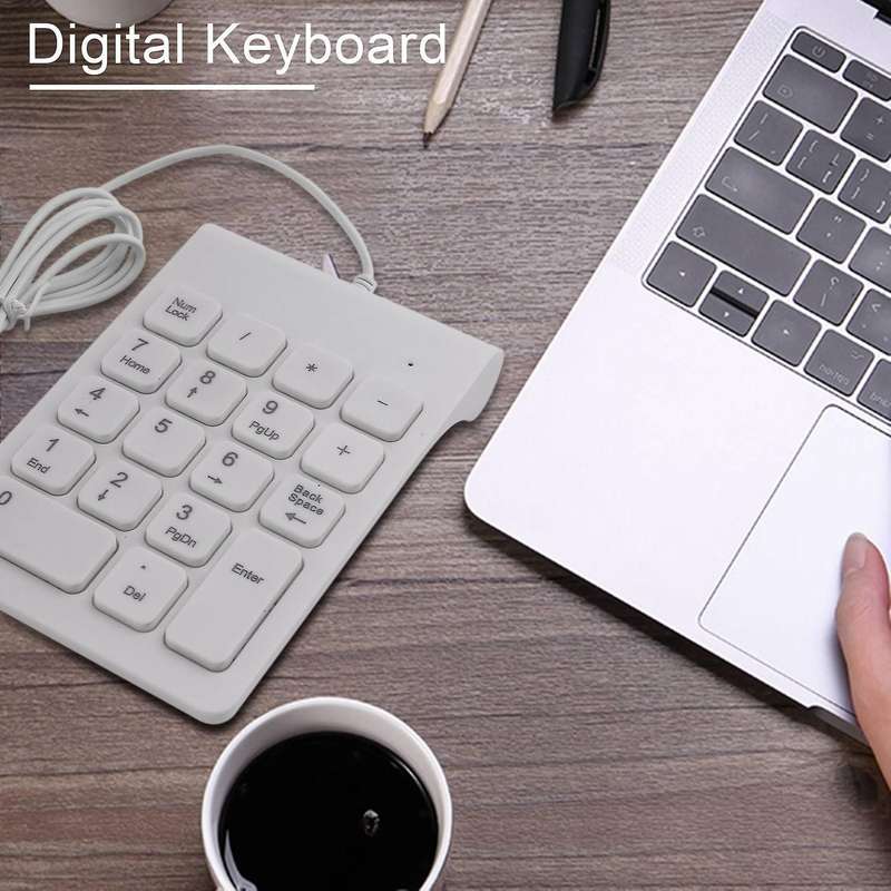 Mini Usb Wired Numeric Keypad Numpad 18 Keys Digital Keyboard (white)