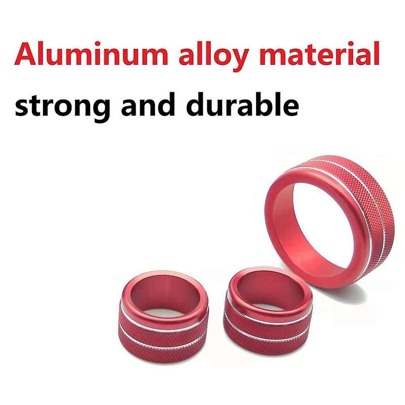 3pcs for Toyota Tundra 2014-2021 Car Ac Volume Vent Knob Ring, Red
