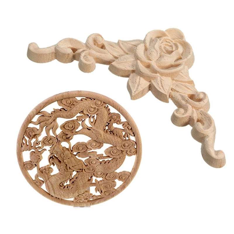 8 X 8cm Wood Carved Corner Onlay Applique Craft Unpainted Home Dcor