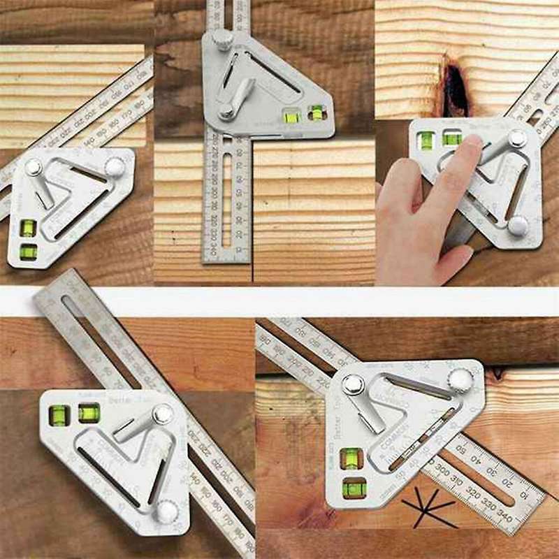 Multi-function Woodworking Ruler Combination Measuring Square Ruler