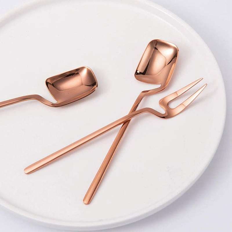 Stainless Steel Long Handle Fruit Appetizer Forks and Spoons Set B