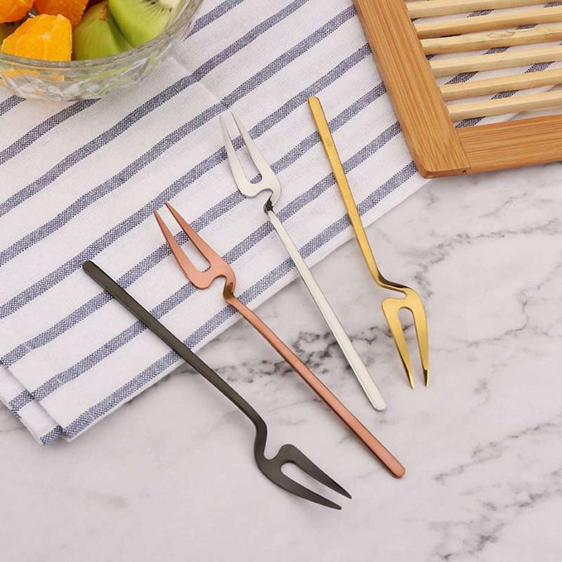 Stainless Steel Long Handle Fruit Appetizer Forks and Spoons Set B