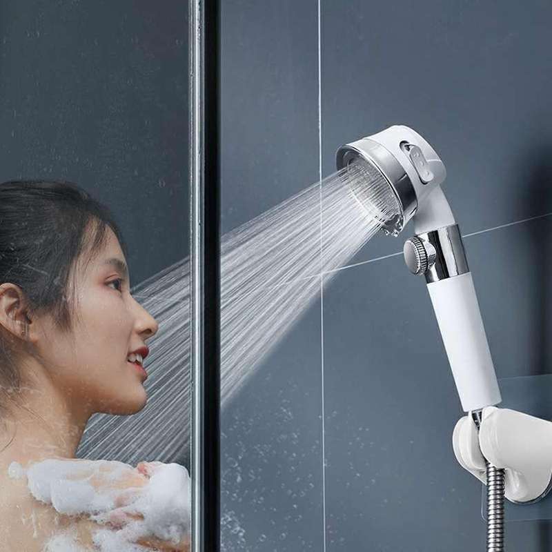 Pressure Shower Head with Switch On/off Button Bathroom(pink Orange)