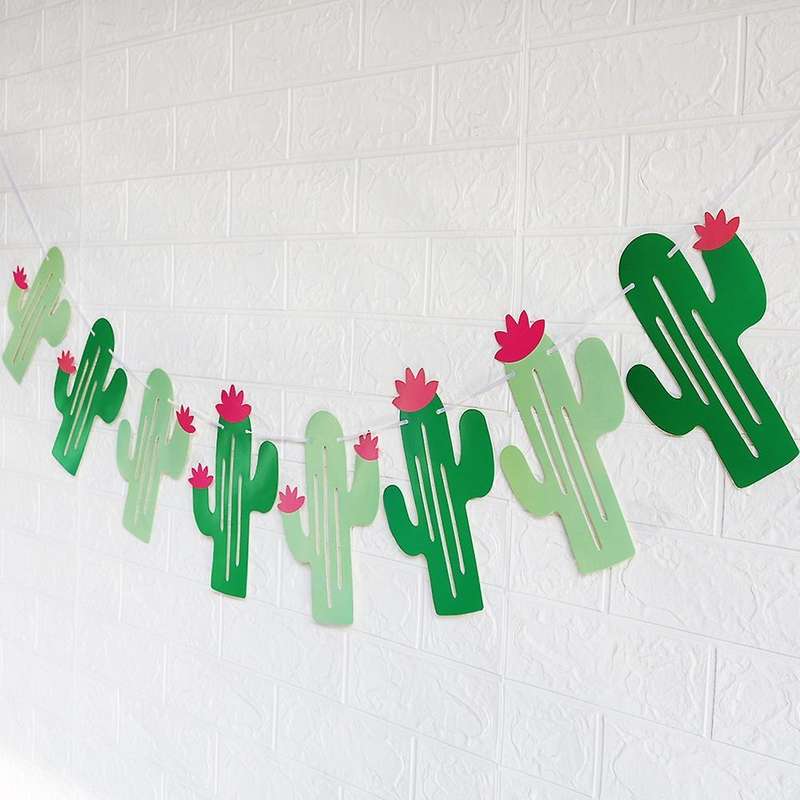Diy Banners Decoration Cactus Birthday Festival Flags Easter Supplies