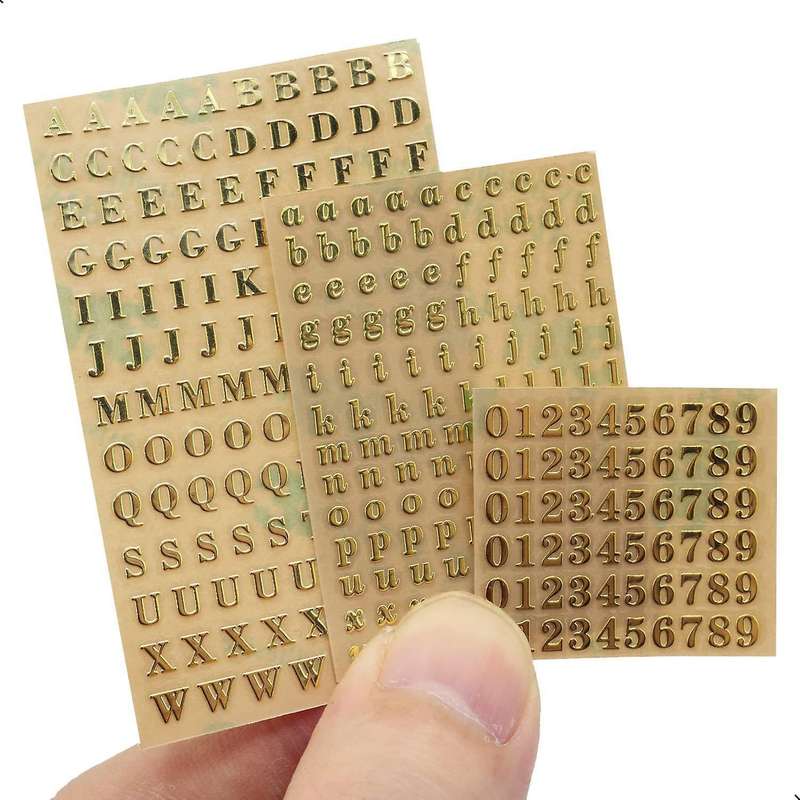 6 Sheets Small 0.12 Inch Alphabet Number Stickers Glitter (3mm)