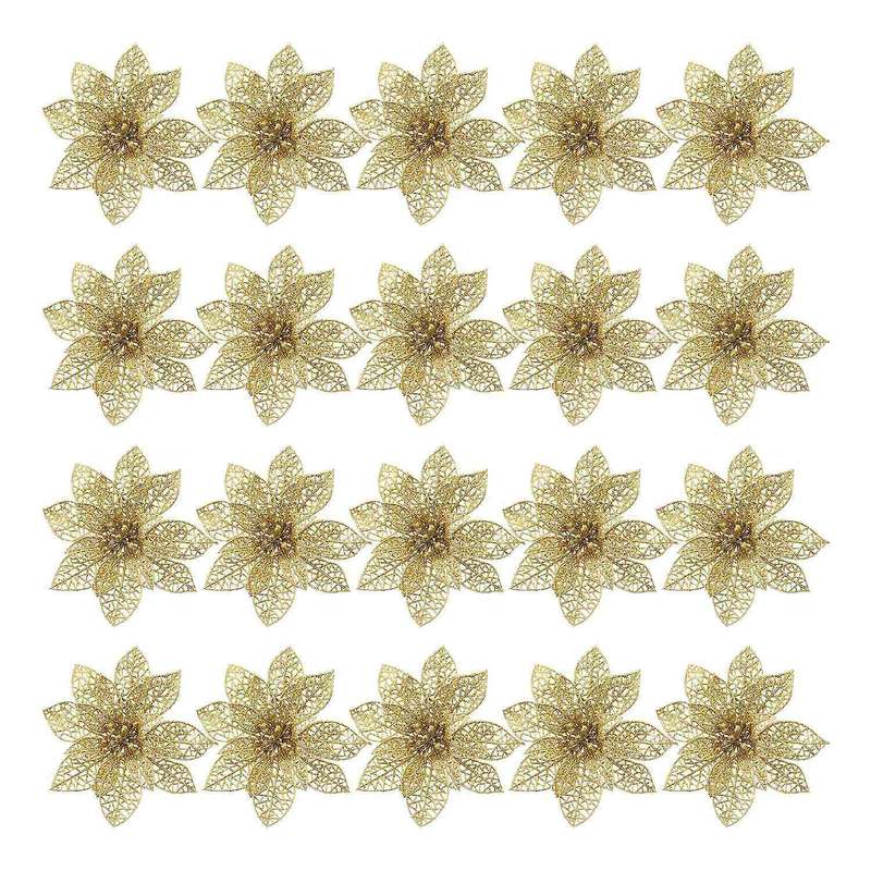 20 Pieces Glitter Christmas Tree Ornaments for Festival Decor,gold