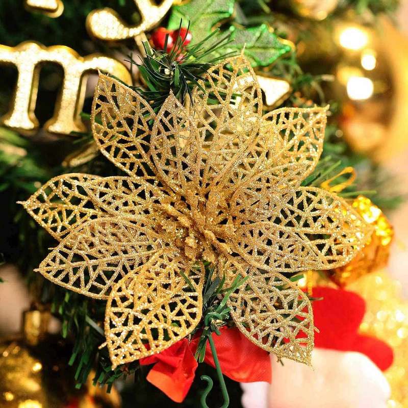 20 Pieces Glitter Christmas Tree Ornaments for Festival Decor,gold