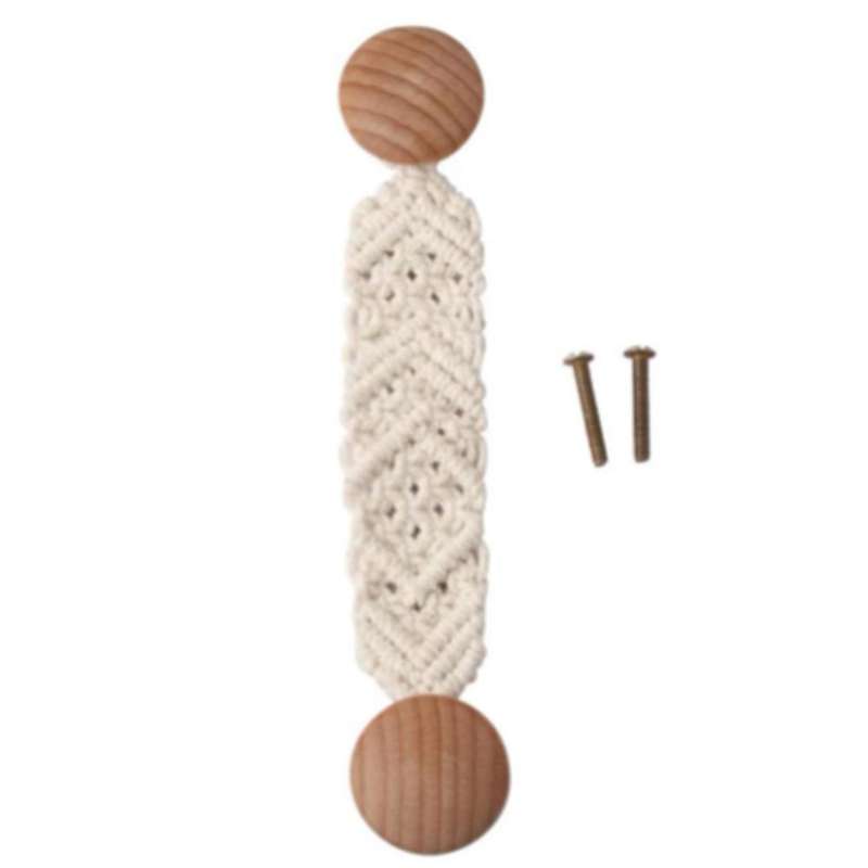 Bohemian Hand-woven Door Handle Drawer Wardrobe Handle Beech Wood