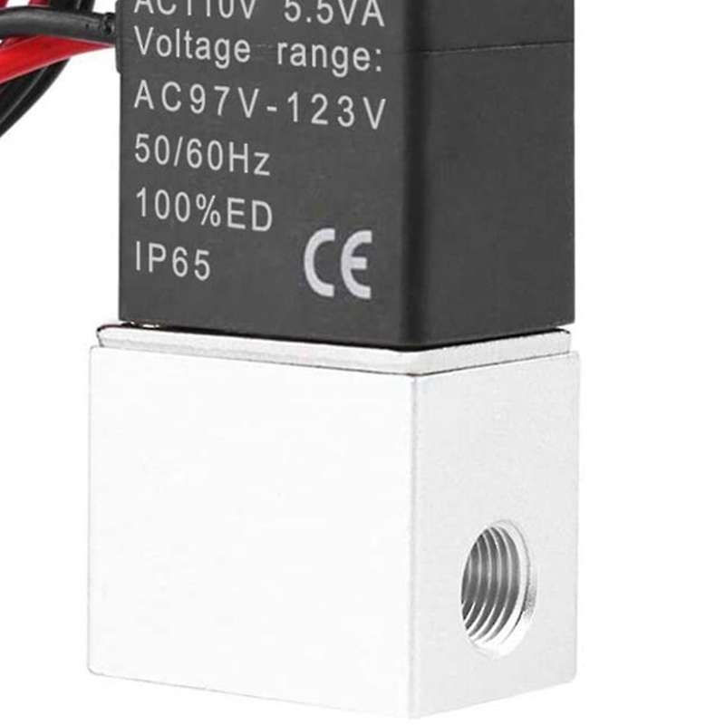 2 Way Normally Closed Ac 110v Electric Solenoid Air Valve 1/4inch Npt