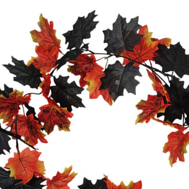 Artificial Maple Leaf Plants Are Decorated for Halloween B