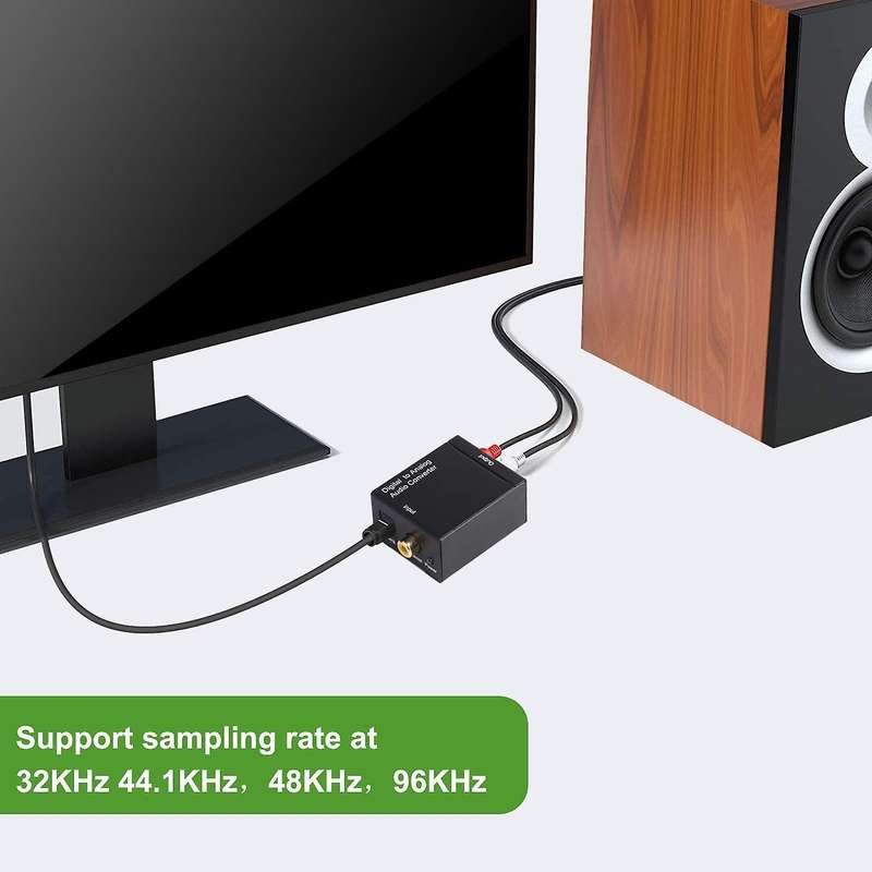 Digital to Analog Audio Converter Optical (spdif/toslink)and Rca(l/r)