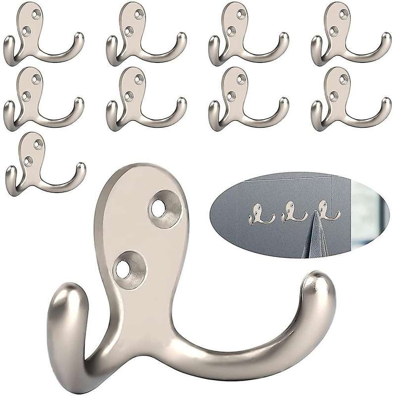 Double Prong Robe Wall Hooks Towel Hook for Bathroom Bedroom Hooks