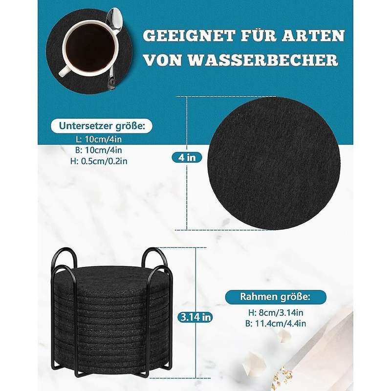 Coasters Set Felt Coasters - Suitable for Cups, Bar, Glass, 12pcs
