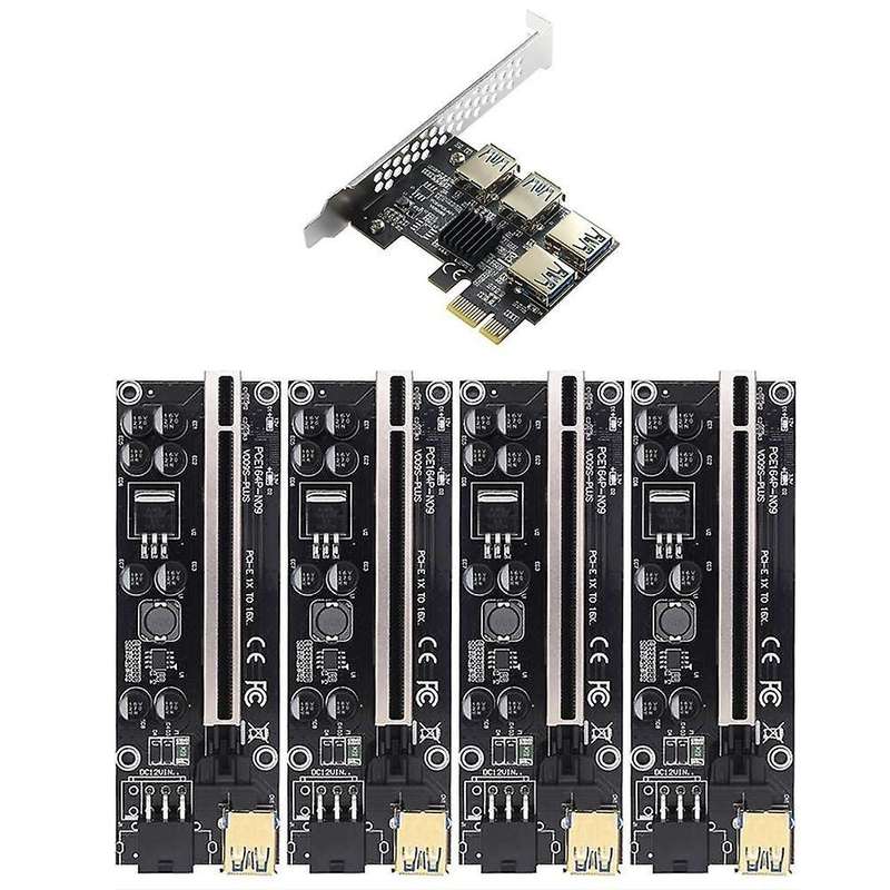 Pcie Card Riser 1 to 4 Usb 3.0 Adapter Card Multiplier Hub Pci