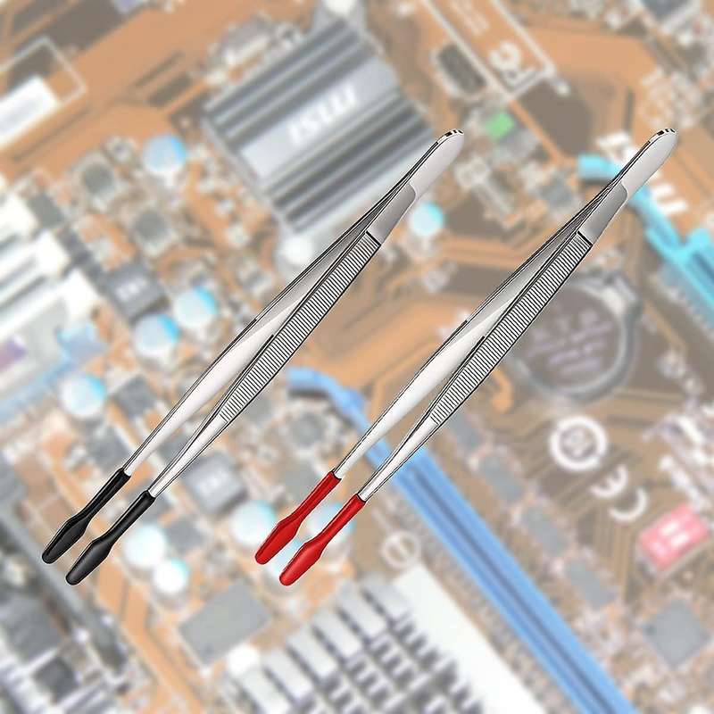2 Pcs Rubber Tipped Tweezers Soft Tipped Tweezers Pvc Coated