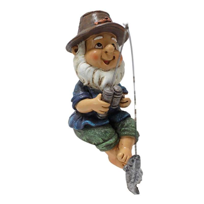 Garden Gnome Statue Resin Fishing Dwarf for Garden Yard Lawn Decor