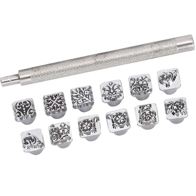 12pcs Stamping Punch Tool Tang Dynasty Flower Design Diy