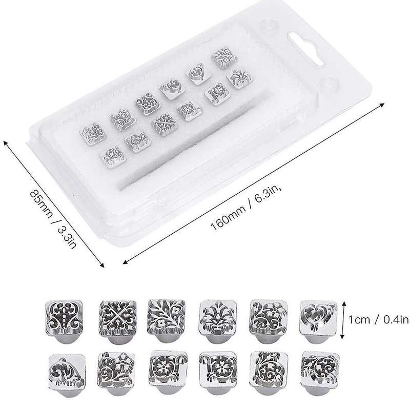 12pcs Stamping Punch Tool Tang Dynasty Flower Design Diy