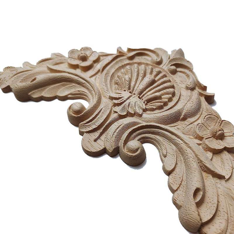 Floral Wood Carved Corner Applique for Furniture Cabinet Home Decor