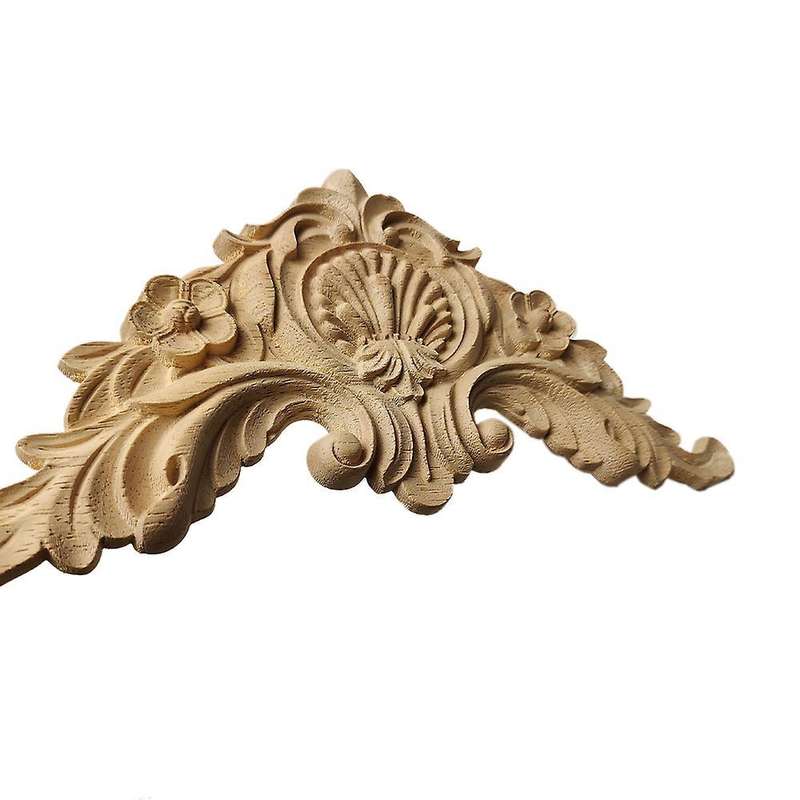 Floral Wood Carved Corner Applique for Furniture Cabinet Home Decor