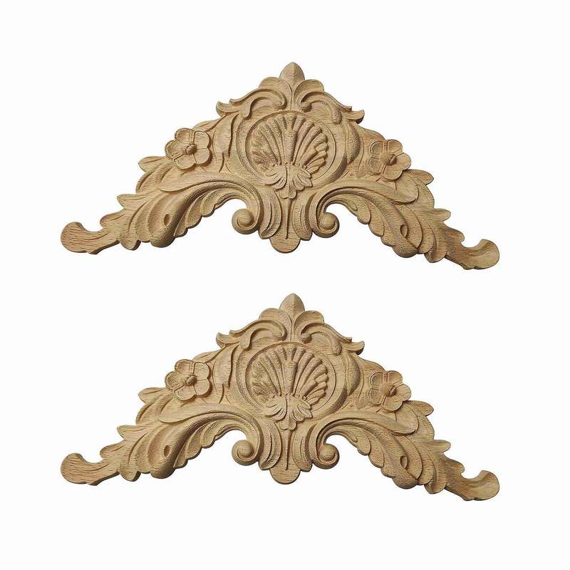 Floral Wood Carved Corner Applique for Furniture Cabinet Home Decor