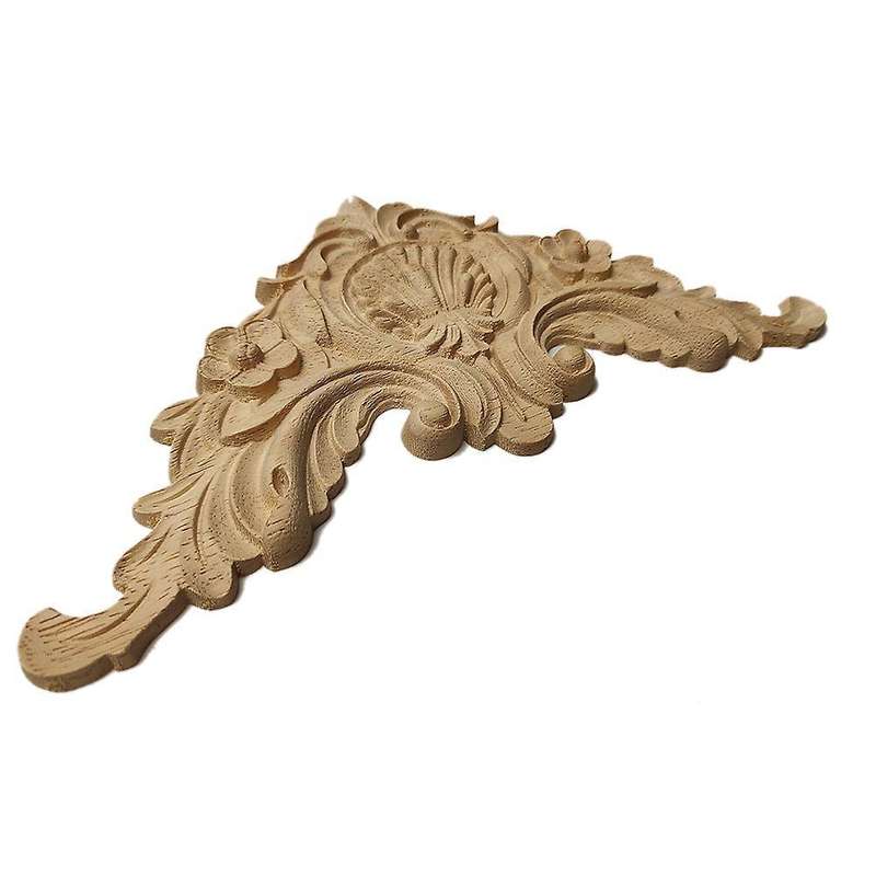 Floral Wood Carved Corner Applique for Furniture Cabinet Home Decor