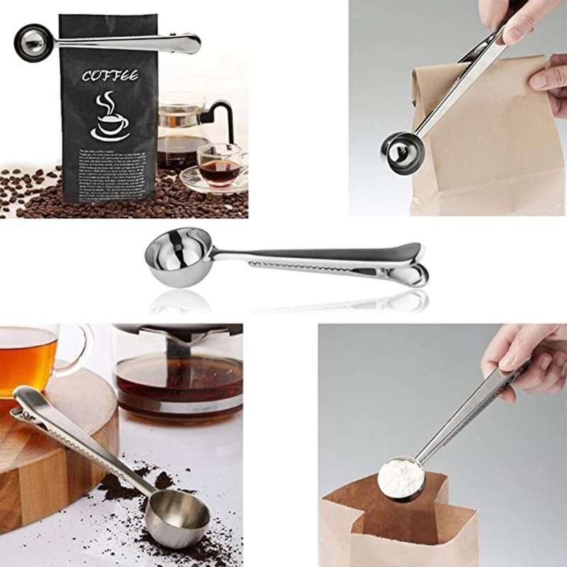 2pack 2 In 1 Coffee Scoop,with Clip-titanium Black+rose Gold