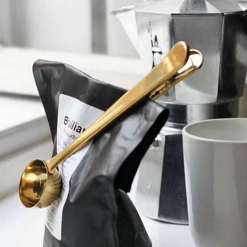 2pack 2 In 1 Coffee Scoop,with Clip-titanium Black+rose Gold