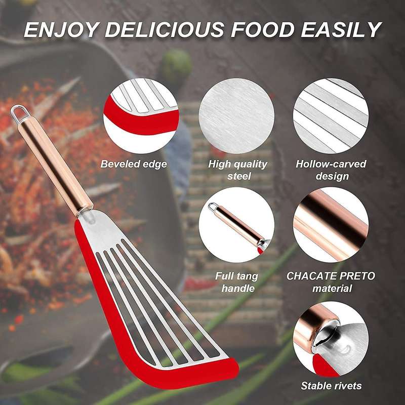 Fish Frying Spatula, Stainless Steel Slotted Flexible Turner